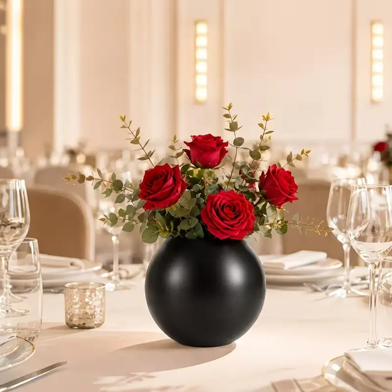 Elegant Flashing Round Vase, Modern Classic Home Decor for Living Room, Bedroom, Office, Durable Metal Succulent Holder, Metal Centerpiece Vase