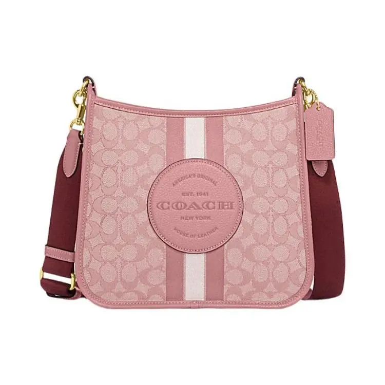 COACH Dempsey 27 Crossbody Bag for Women – Classic Monogram Canvas and Leather, Pink