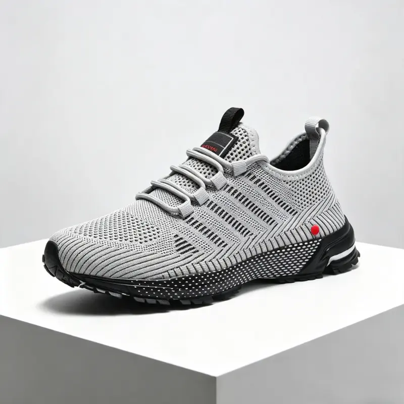 Breathable Knit Running Shoes for Men Lightweight Non Slip Athletic Sneakers Shock Absorbing Cushion Trainers Outdoor Walking Gym Workout Casual Sports Footwear