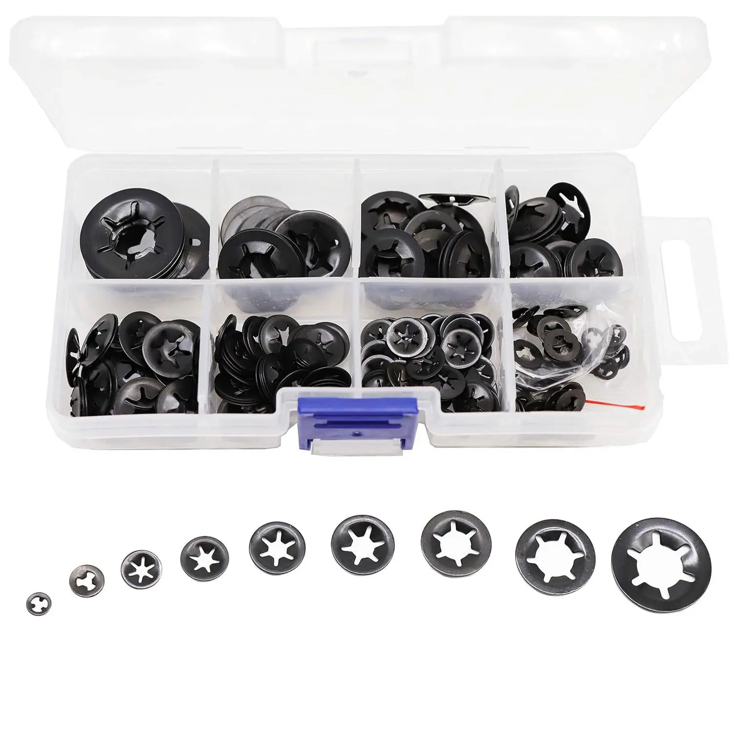 260 count[9 Sizes] Black Starlock Internal  Lock Washers  Kit, M2/ M2.5/ M3/ M4/ M5/ M6/ M8/ M10/ M12