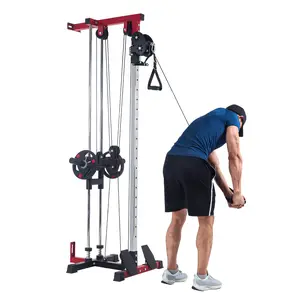 Wall Mounted Dual Pulley Cable Machine – 20-Position Adjustable LAT Pulldown & Low Row, 400lbs Capacity, Full Body Strength Training Equipment, Includes LAT Bar, Tricep Rope, T-Bar, Footboard for Home Gym