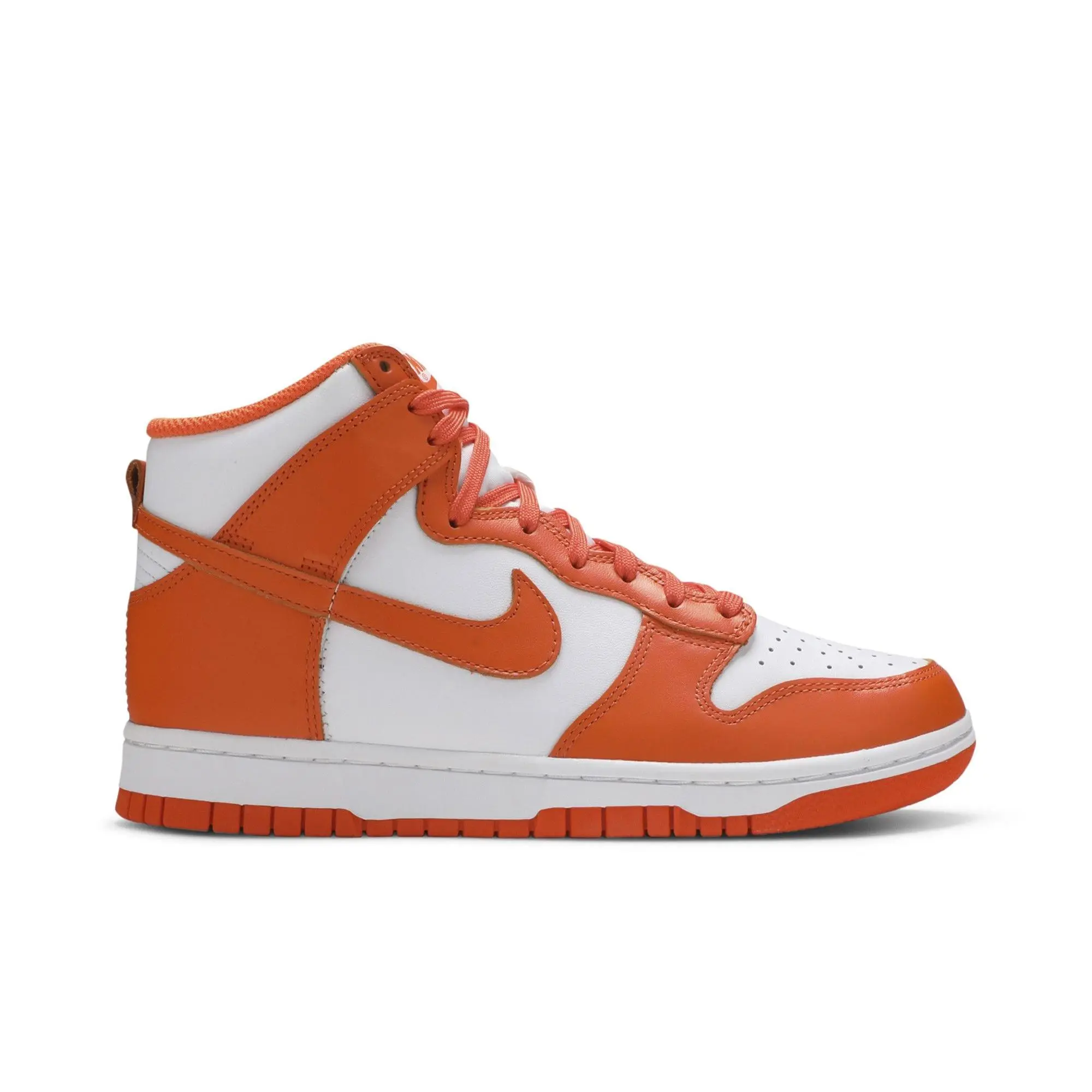 Nike Women's Dunk High Above Ankle Classic 'Syracuse' 2021 Skateboarding Shoes - White/Orange Blaze, DD1869-100 Model, Rubber Sole, Snug Lace-Up, Casual Street Sports Footwear