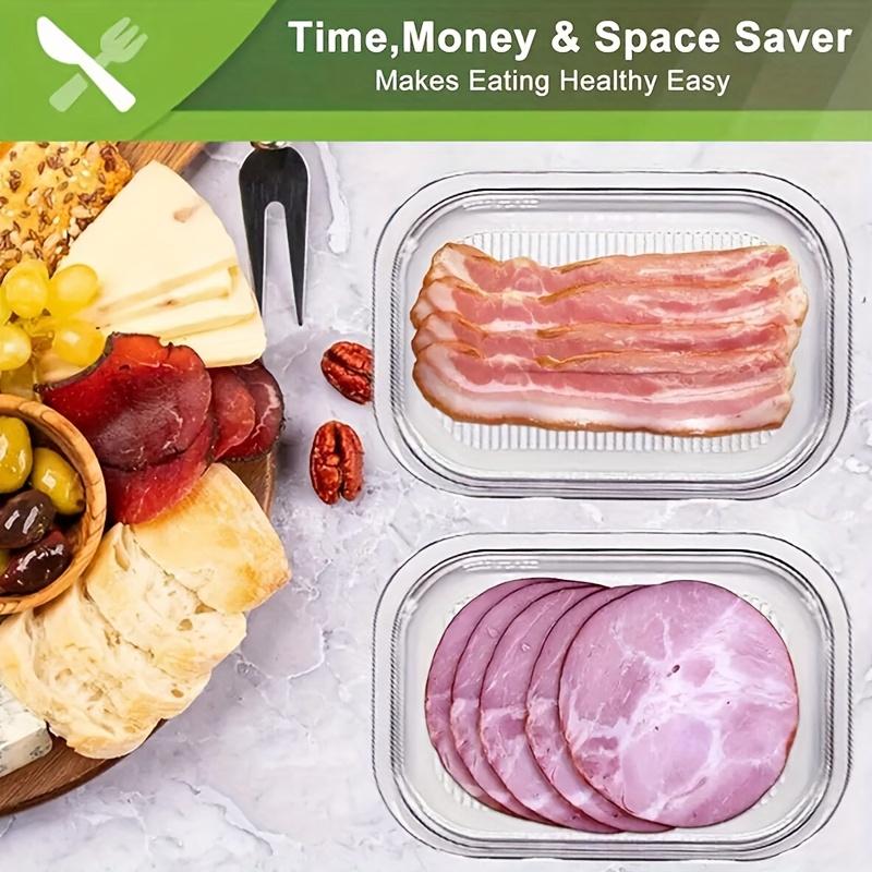 3-Tier Transparent Food Storage Container Set, Food-Grade PP Material Refrigerator Organizer Box, Stackable Kitchen Fresh-Keeping Containers, Suitable for Steak, Deli Meats, Cheese, Grains, and Other Food Storage and Organization, Space-Saving