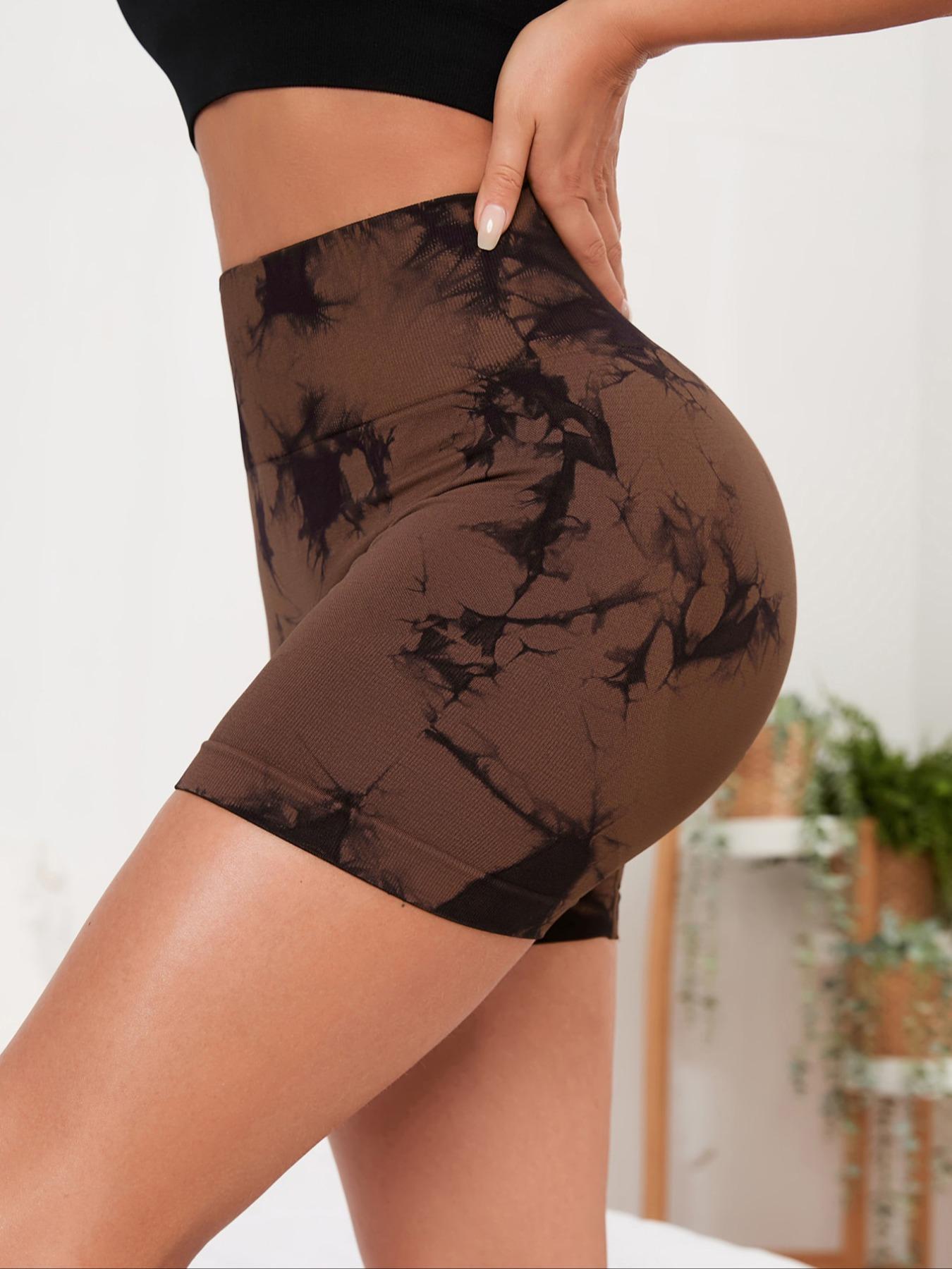 Women's High Waisted Tie Dye Yoga Shorts, Elastic High Waist Butt Lifting Sports Pants, Seamless Slim Fit for Yoga and Running, Athleisure Shorts