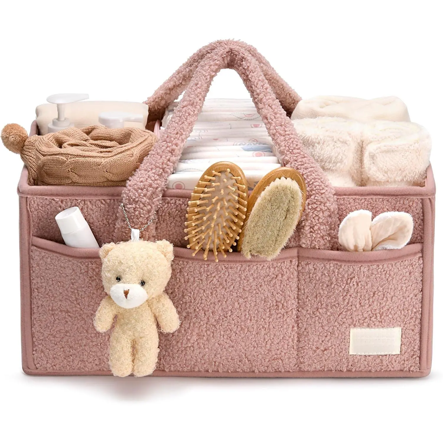 Baby Diaper Caddy Organizer with Handle, Boy & Girl Shower Gift Basket, Portable Diaper Storage Basket Bin for Wipes, Newborn Baby Essentials Registry Search Must Haves, Car Caddy Organizer