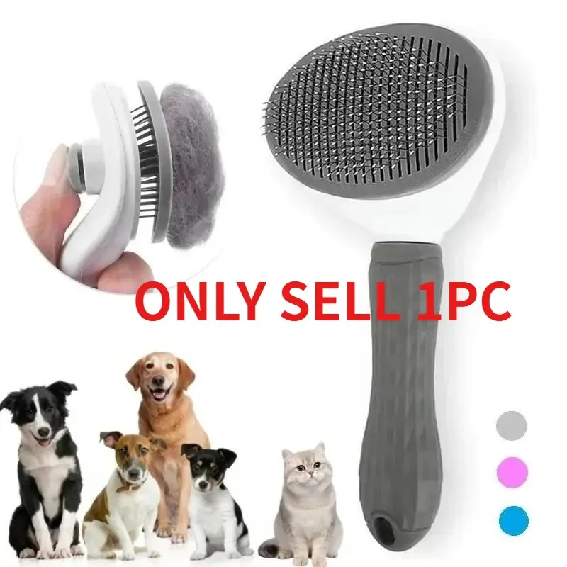 Self-Cleaning Pet Grooming Brush for Dogs and Cats, De-Shedding Tool for Pet Care, Essential Grooming Accessory for Dogs and Cats
