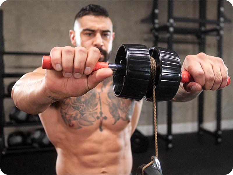 US Seller43 Fitness Forearm Strengthener & Wrist Roller - 2 in 1 Arm Exerciser with Non-Slip Premium Grip, Durable Nylon Rope - Helps with Elbow Tendonitis, Wrist Recovery & Strength Training (Patented)