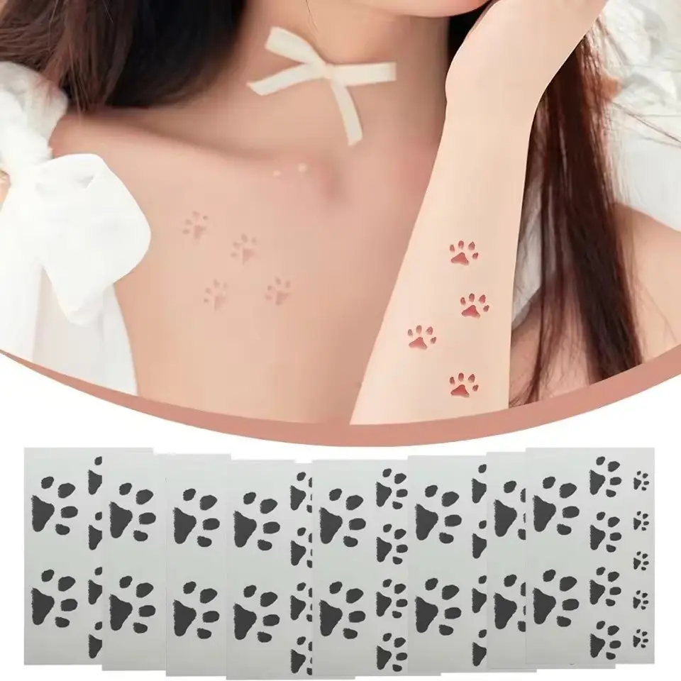 Thermal Color Changing Cat Paw Temporary Tattoo Stickers,10Pcs Waterproof Animal Pet Footprint Fake Tattoos for Men Women,Heat Sensitive Gradient Kitten Paw Print INS Style Long Lasting Body Art Decals Gifts