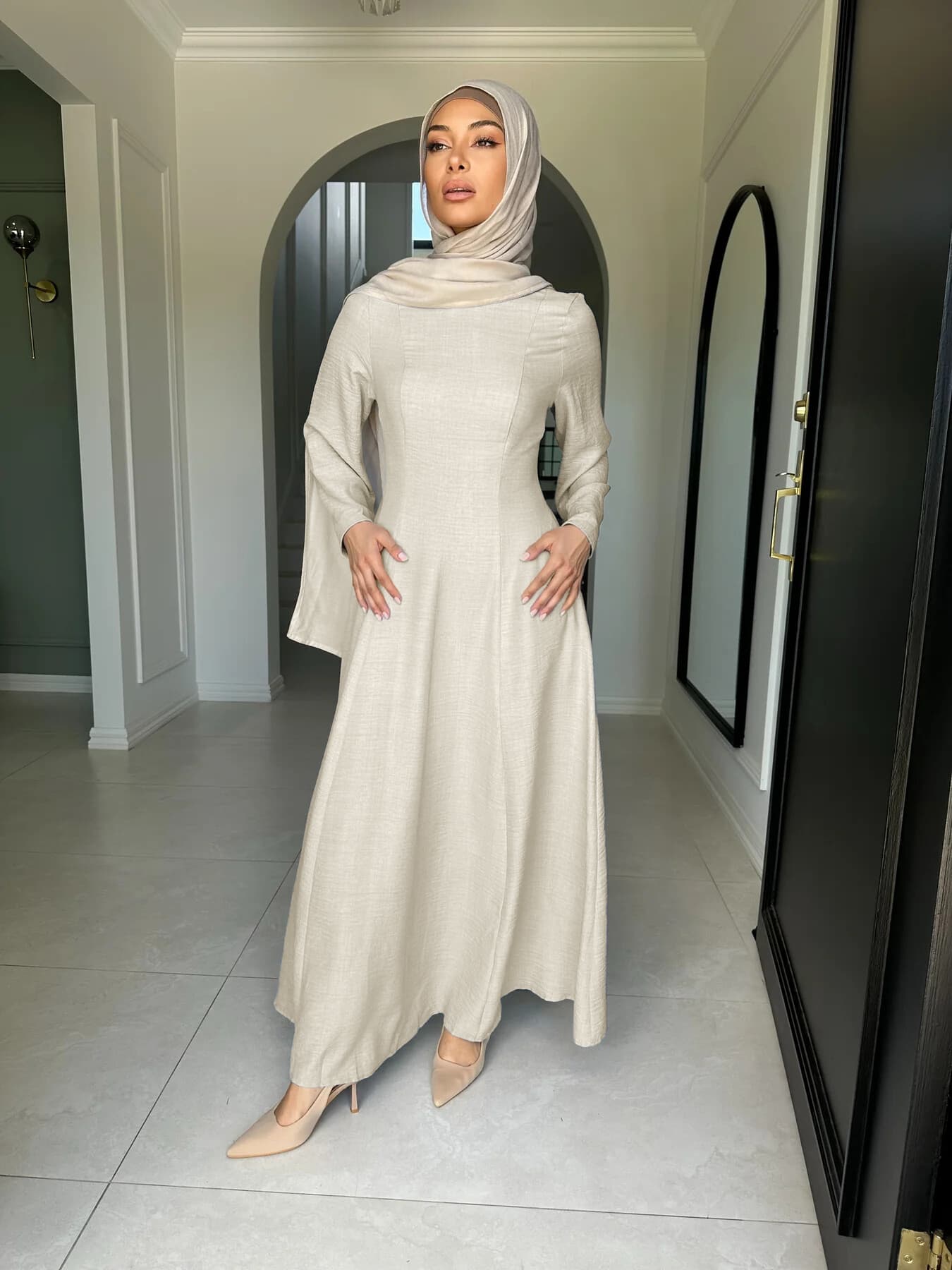 Women's Muslim Long Dress, Casual Style Back Tie Design, All Season Wearable, Elegant & Comfortable Fit, Perfect for Daily Use, Hijabi Cute Dresses