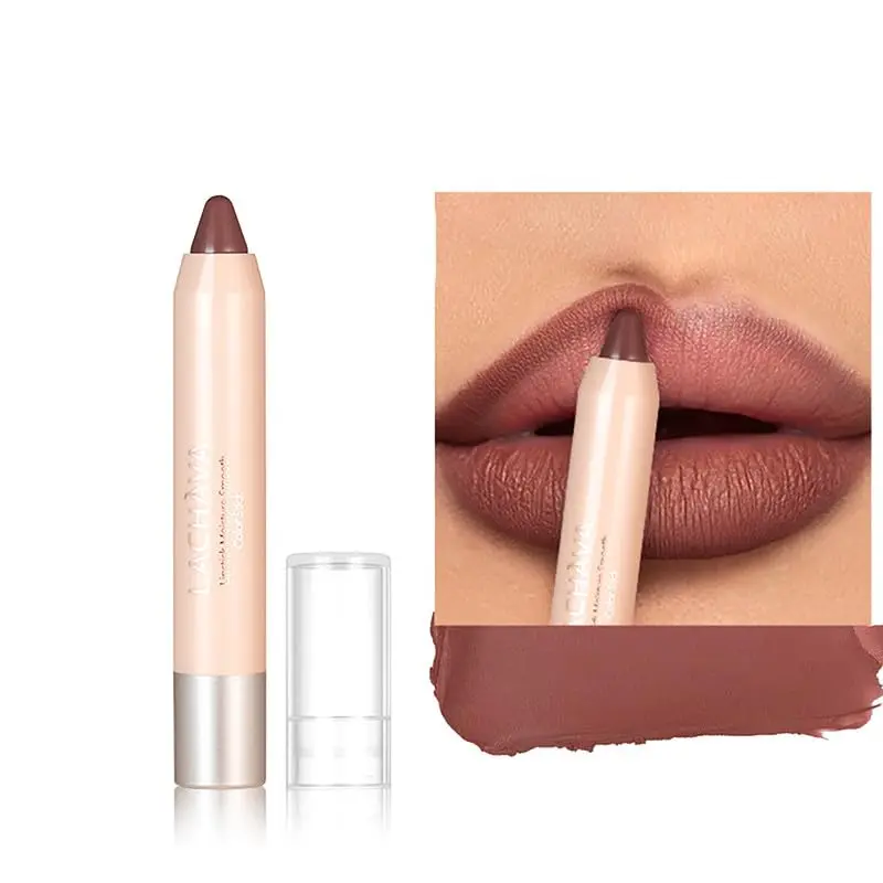 Ultra Matte Crayon Lipstick for Women, Waterproof Moisturizing Creamy Lipstick Pen with Long-Lasting Full Lip Liner, Smooth Long-Wear Lip Color Velvet Lip Gloss, Sexy Non-Stick Red Lip Tint (#01)