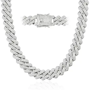Mens Cuban Link Chain Miami Cuban Necklace 18K Gold Silver Chain For Men Women 14mm Iced Out Hip Hop Jewelry