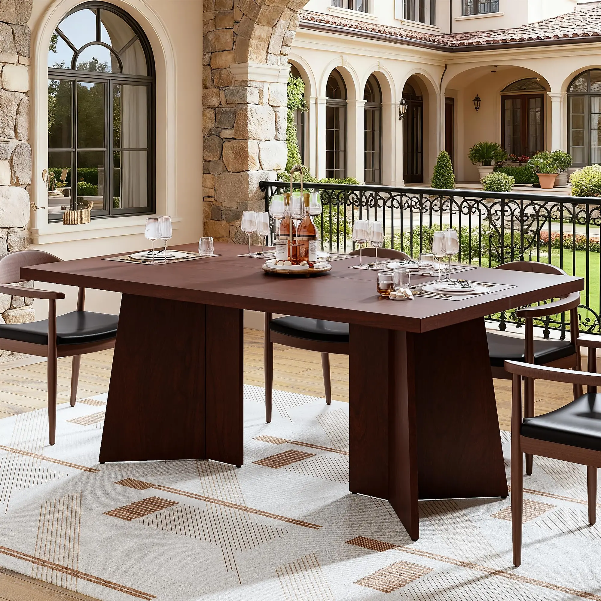 63"Dining Table for 6-8 People,Modern Long Kitchen Table with Sturdy Pedestal Base, Dinner Tables for Kitchen Dining Room