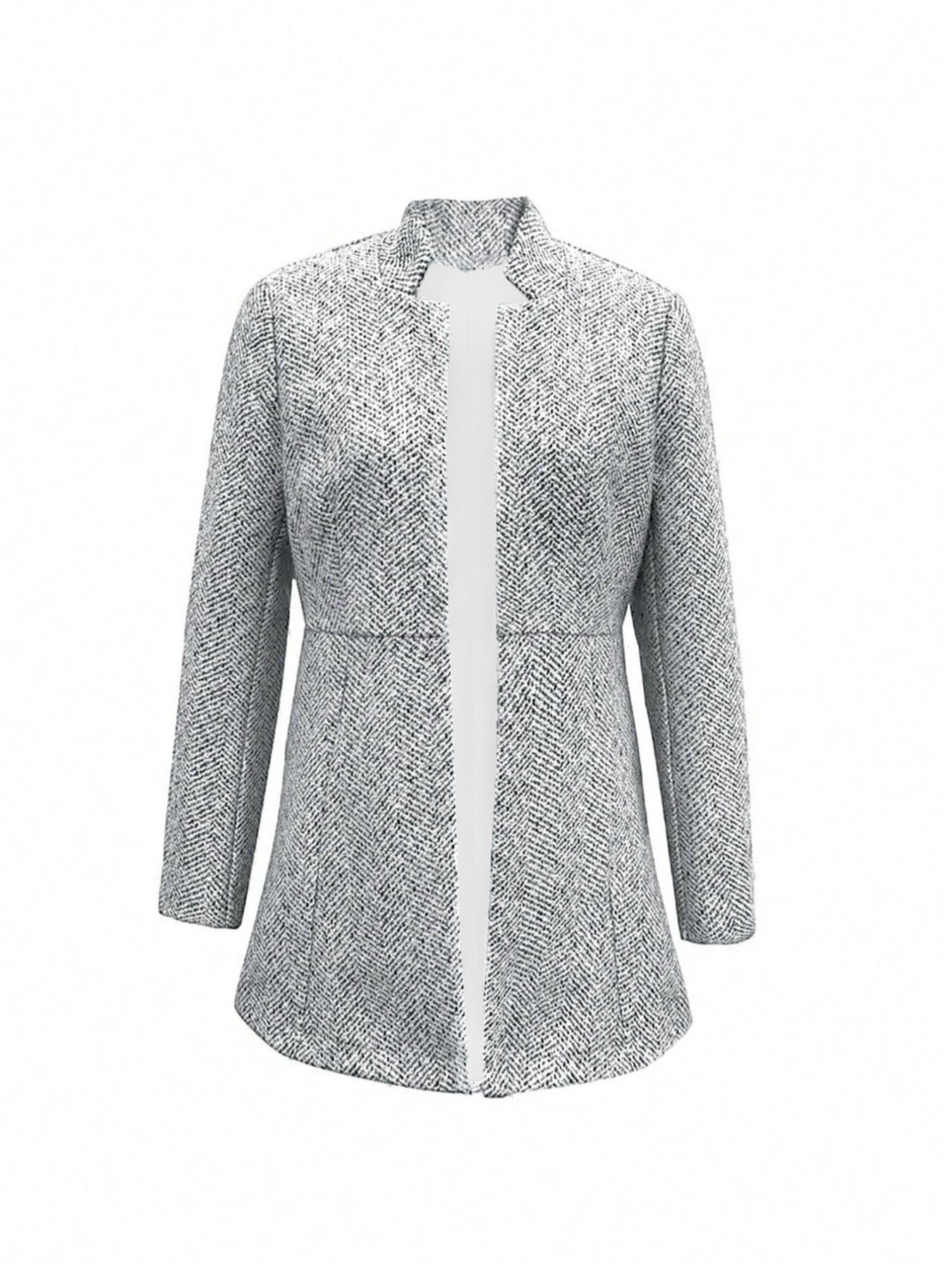 Women's Solid Color Pocket Long Sleeve Open Front Coat, Casual Longline Outerwear for Fall & Winter, Ladies Clothes for Daily Wear, Clothing for Women