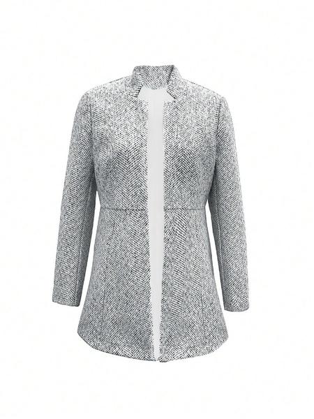 Women's Solid Color Pocket Long Sleeve Open Front Coat, Casual Longline Outerwear for Fall & Winter, Ladies Clothes for Daily Wear, Clothing for Women