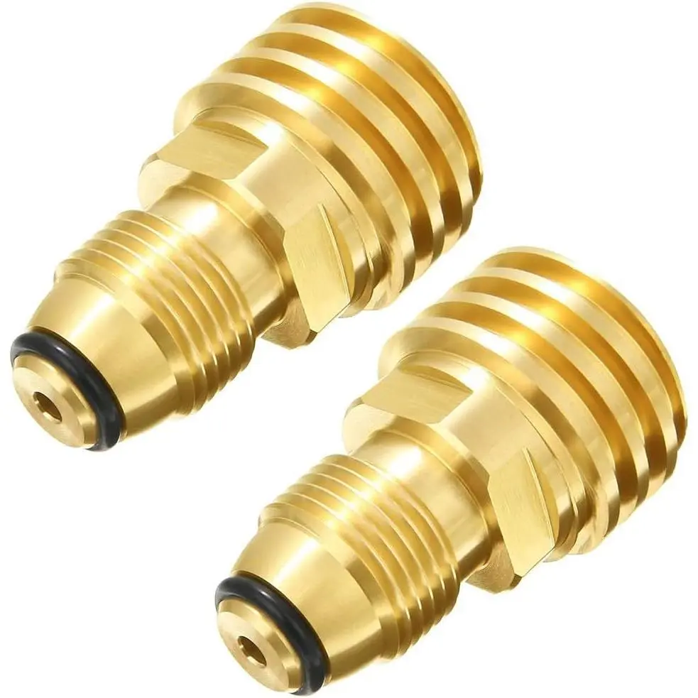 Propane Tank Adapter Old to New Converts POL LP Tank Service Valve to QCC1 / Type1 Hose or Regulator 100 LP Tank Valve to Type-1 Brass Gas Fitting 2PCS