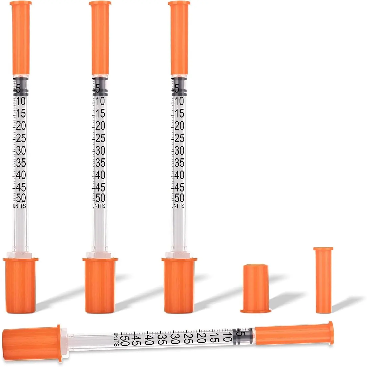 20 Pcs Lab Dispensing Supplies U-100-0.5cc/mL,31Ga-1/4" (6mm) Cap，Individually Wrapped