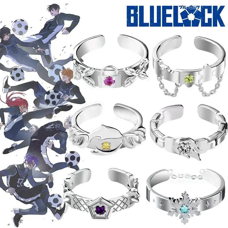 Anime Blue Lock Themed Adjustable Resizing Rings - Isagi Yoichi, Chigiri Hyoma, Bachira Meguru Designs, Unisex Metal Jewelry Accessories, Cosplay Gear, All Seasons DIY Specialty Supplies, Adjustable Rings