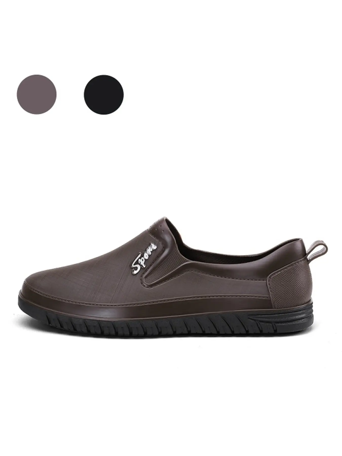 Mens Business Style Low Cut Waterproof Rain Shoes Sealed Water Resistant Upper Heel Pull Tab For Rainy Commute Grocery Shopping