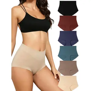 [Limited Time Deal] Women's Seamless High-Waist Solid Minimalist Lingerie - Invisible Hip-Lift Abdomen Compression Fitted Knicker, Breathable Soft Skin-Friendly Stretch Fabric Panties, 4pc/6pc Daily Wear Set Fits S-XXL Plus Size (Pairs with Jeans), Hidden