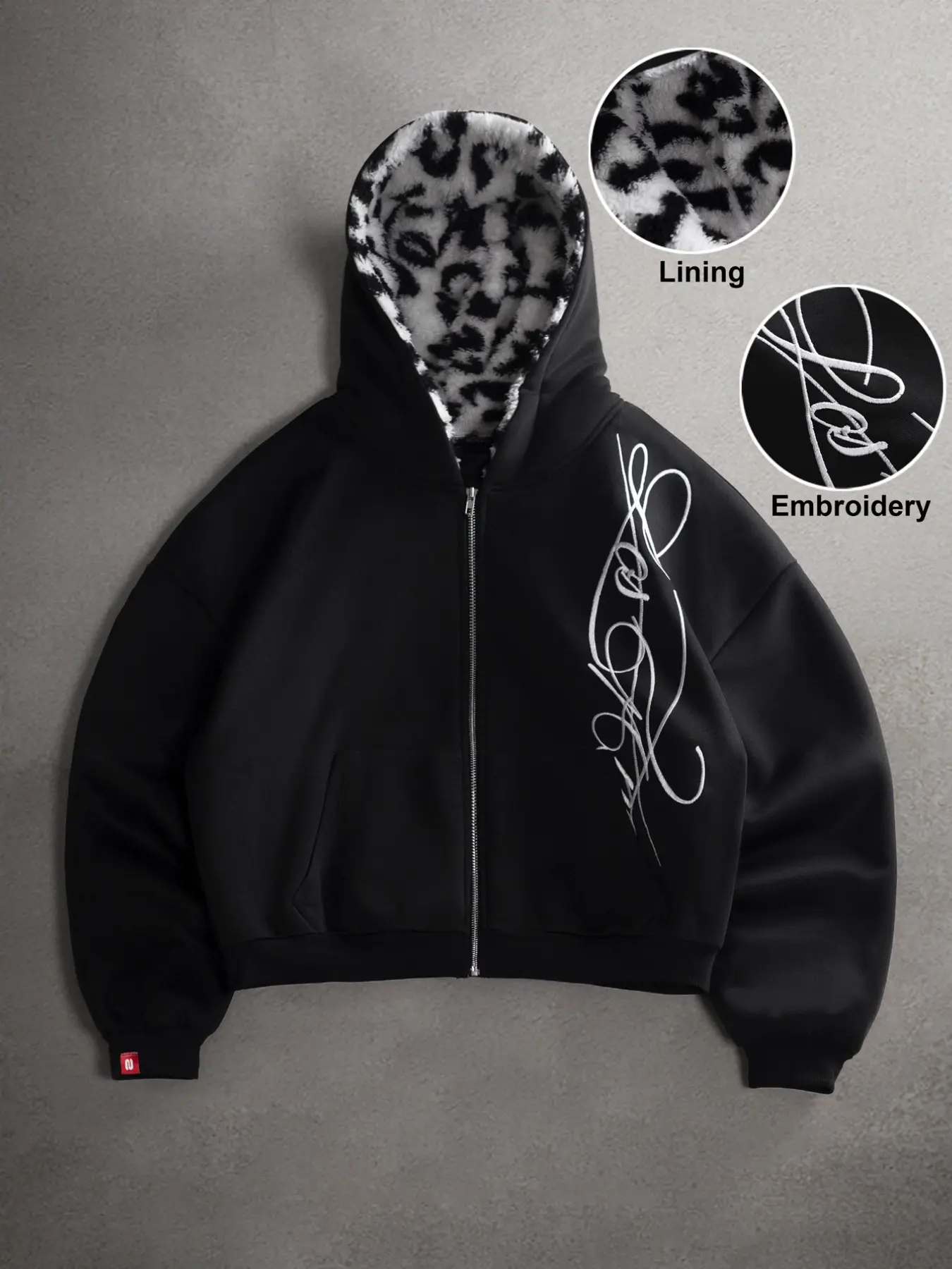 Y2K Short Sleeve Hooded Jacket, Leopard Print Fleece Design, Vintage Letter Embroidery, Street Fashion Style, Fall Winter Essential