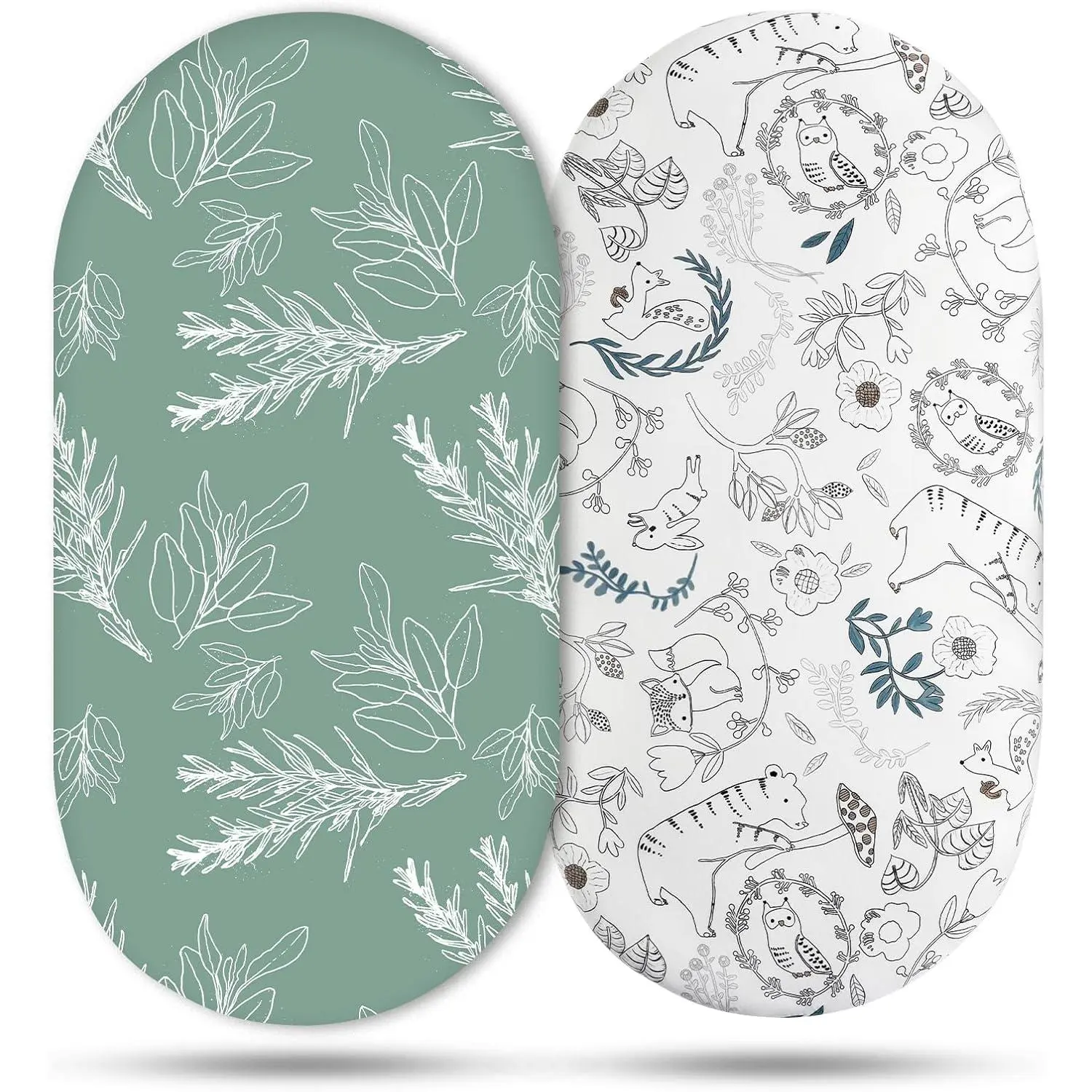 Bassinet Sheets  Baby Boy and Girl, Bassinet Sheet Neutral,   Rectangle, Round, Oval, Hourglass Mattress, Flexible  Different Bassinet Pad/Mattress 2 Pack