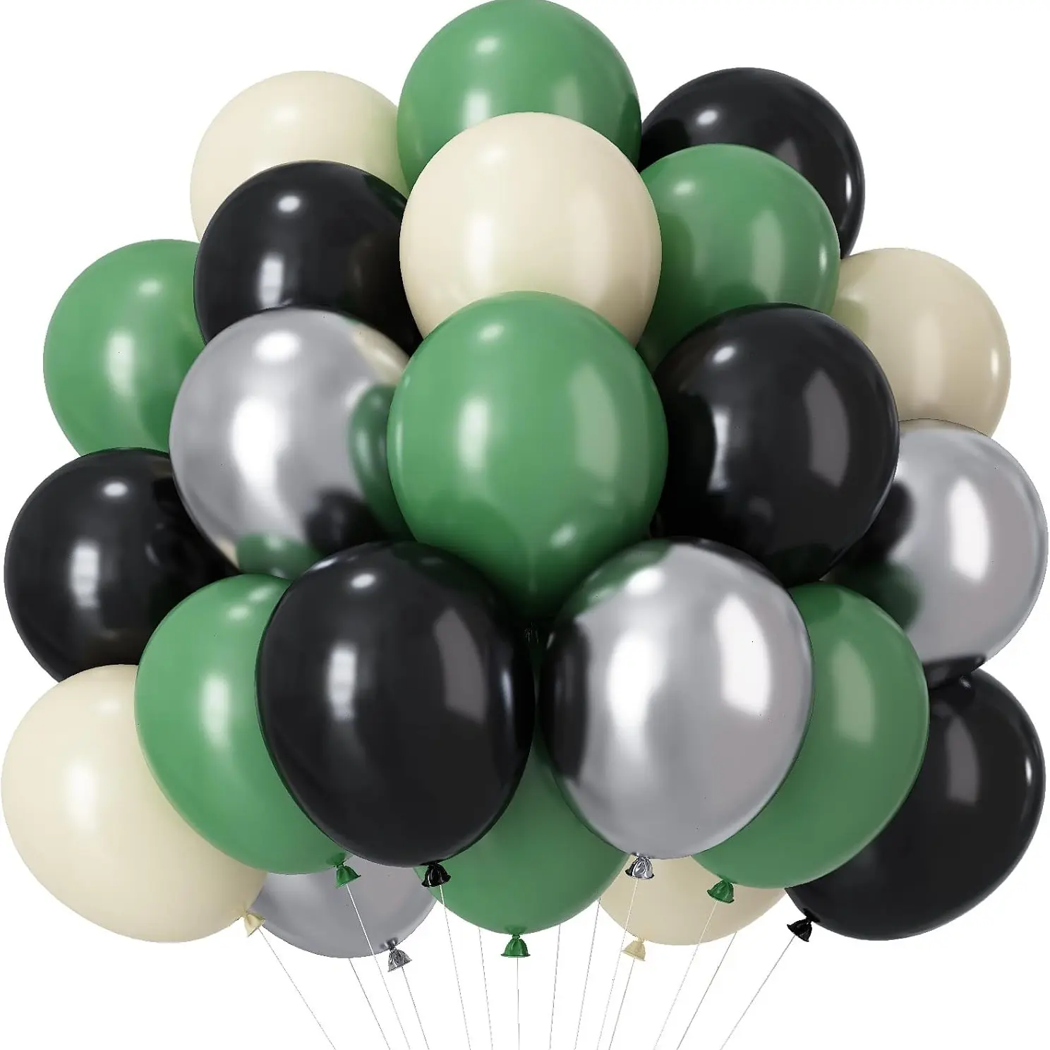 35pcs Green and Black Balloons, Graduation Balloon Metallic Silver Green Sand White Black Party Balloons Soccer Helium Latex Balloon for Congrats Grad Baby Shower Gaming Football Birthday Party Decorations