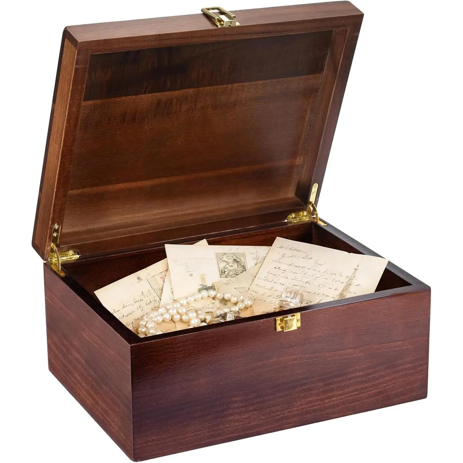 Larger Wooden Memory Wedding  Boxes With Hinged  - Decorative Storage Box With a Hinge  For Letter Time Capsule - Wooden  Boxes,5.3“*8.6”*11.7“