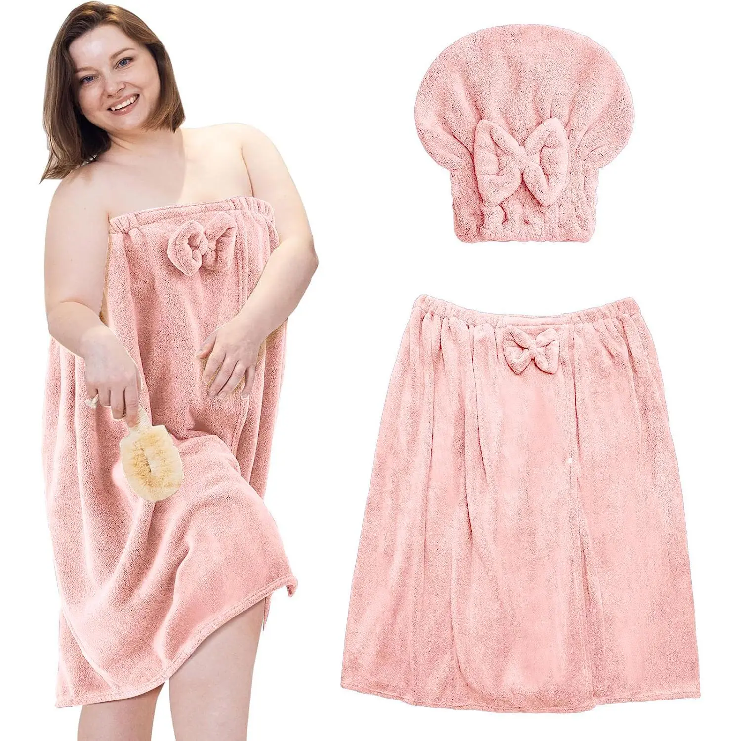 110-220 Lbs, 1 Sets Plus Size Towel Wrap for Women with Hair Towel Bath Shower Wrap Dress Spa Extra Large Bathrobe Set, New Year Gift for Mom Girfriend Women, Birthday Christmas Gift