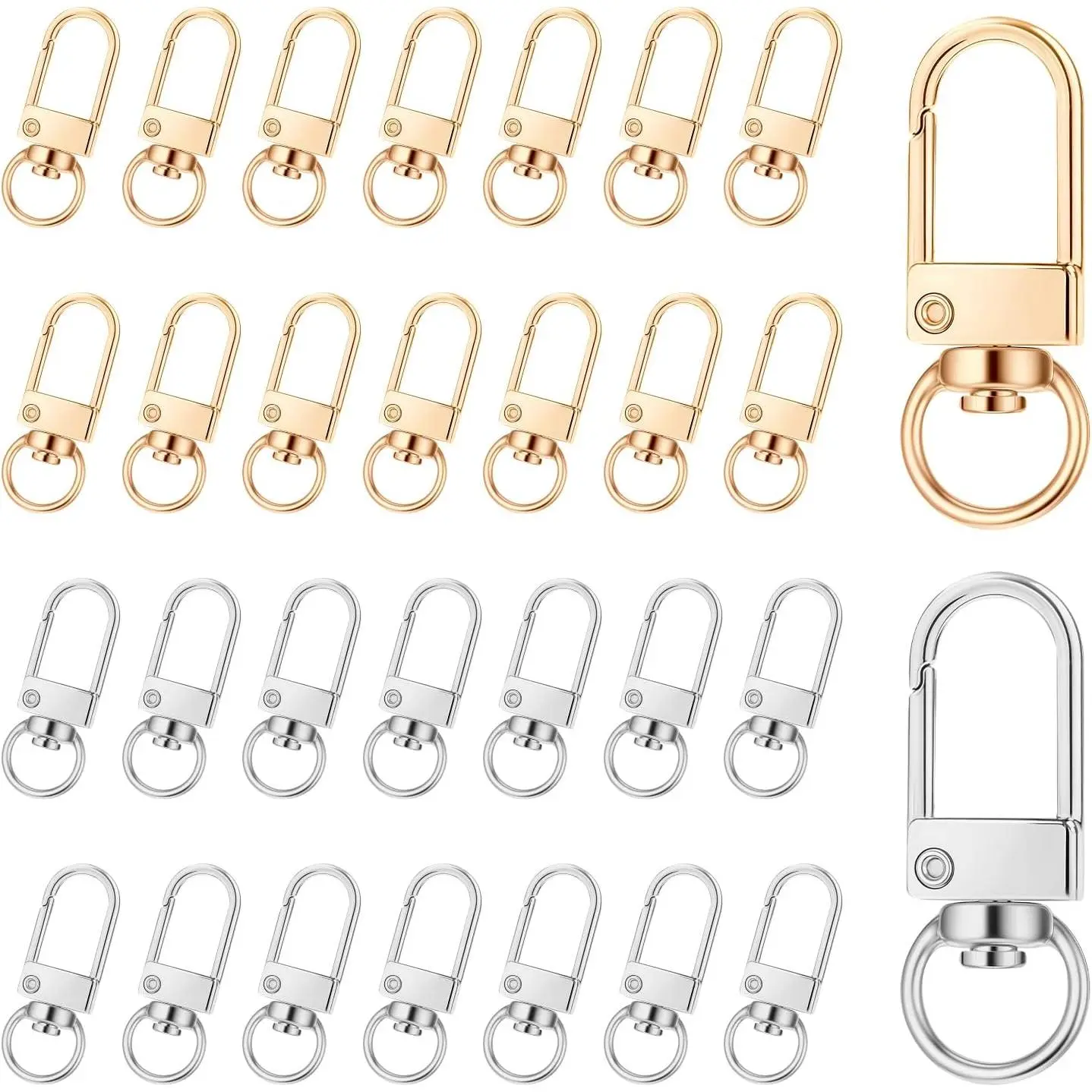 Lobster Claw Clasps  Swivel Snap Hooks 30 count  &  360°Swivel Snap Hooks Metal Lobster Clasp  Hook for  Making Purse Bags  Clasp Connector Art Crafts