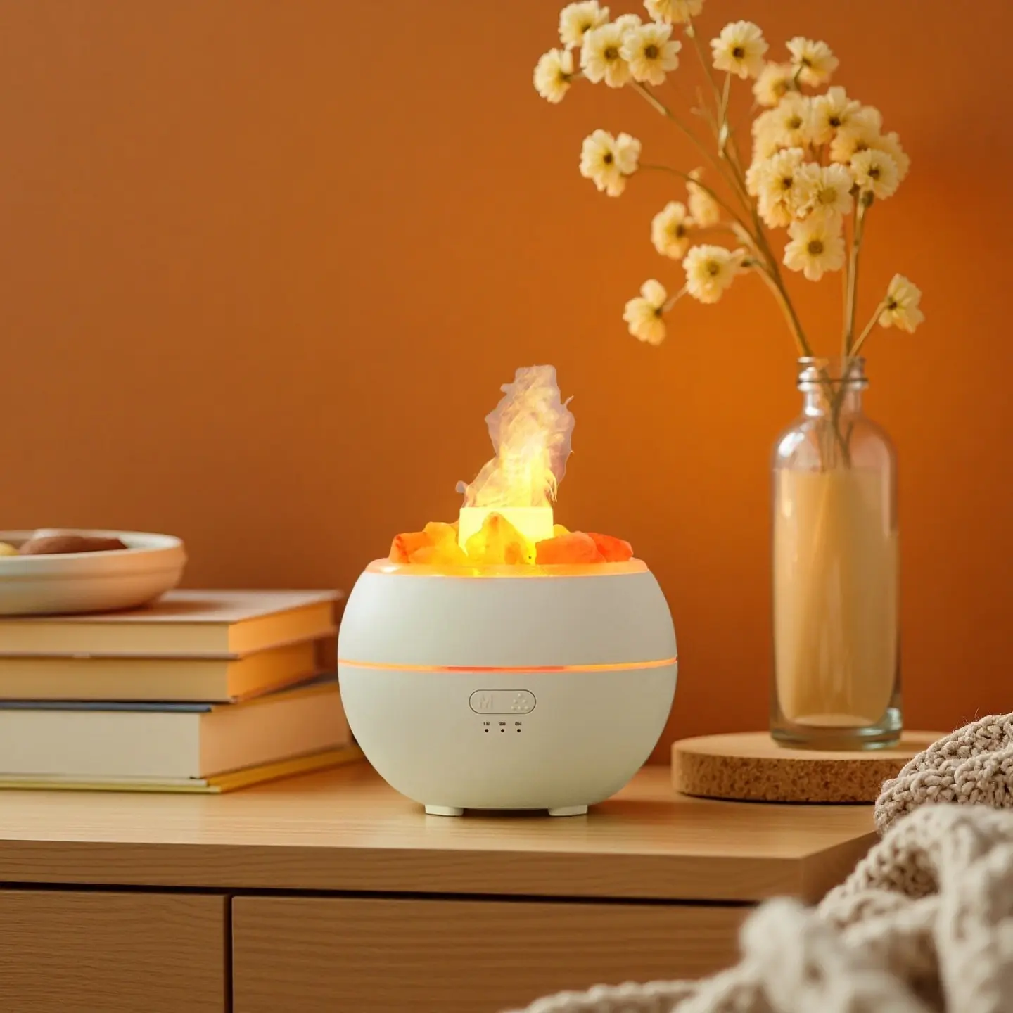 Natural Himalayan Rock Salt Essential Oil Diffuser, Ultrasonic Cool Mist Humidifier, Home Air Humidifier with 7 Color Changing LED Night Light, Auto Shut-Off When Water Shortage, for Bedroom Home Office SPA, for Home Decor & Gift