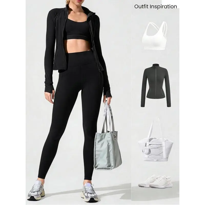 Women's High Waist Pocket Yoga Leggings, Tummy Control Stretch Workout Pants, Leopard Print Athletic Pants
