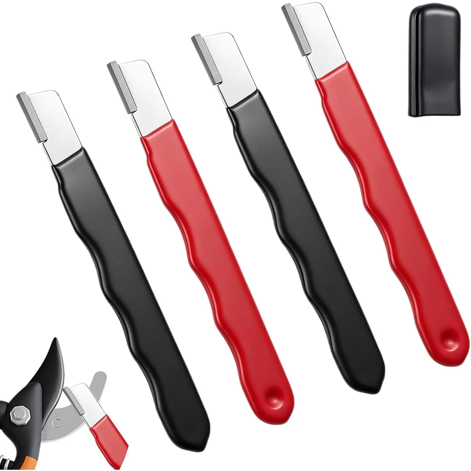 4 Pack Garden Tool Sharpener Tungsten Steel Pocket  Sharpener, Mini Portable Multi Tool  Sharpeners Scissor Sharpeners for Pruning Shears, Hedge , Clippers,  and