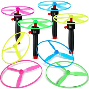 Disk Helicopter Toy Disco Flyers Include 12 String Launchers and 24 Flying Saucer Disk Launcher Toy Fly Toys for Outdoor Activity Little Teens Birthday Party Favors(36 Pcs)fidget toys