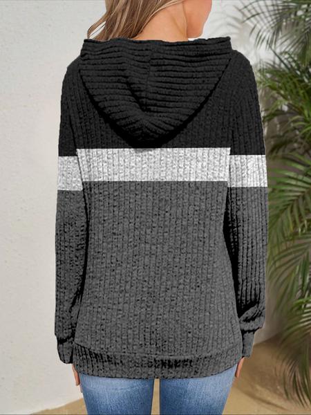 Women's Fall Fashion Colorblock Hooded Sweatshirt, Long Sleeve Pullover, Casual Streetwear, Ladies' Clothing for Daily Wear