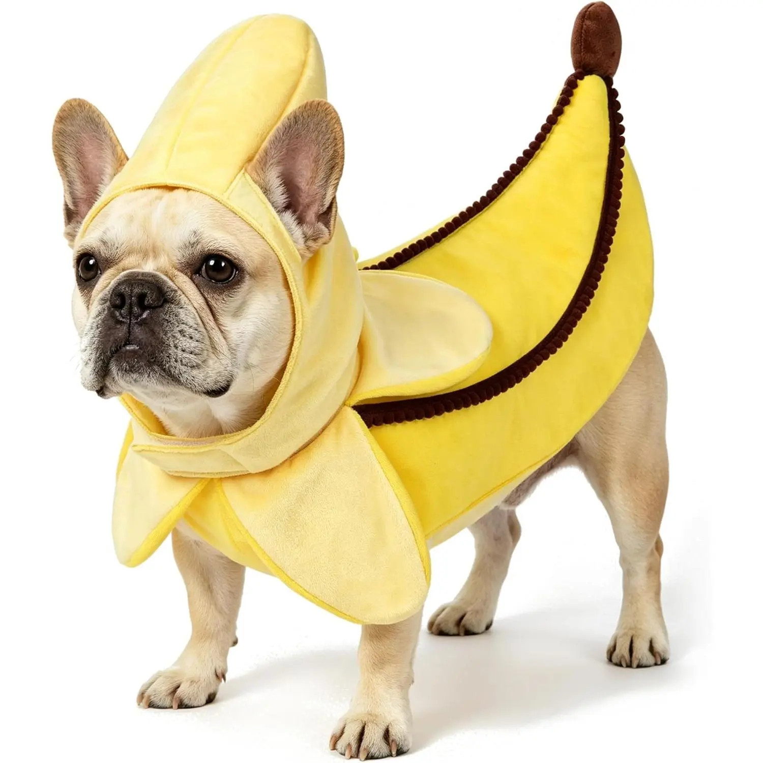 ReliBeauty Banana Dog Costume, Funny Halloween Pet Costume, Soft Plush, Yellow, XL