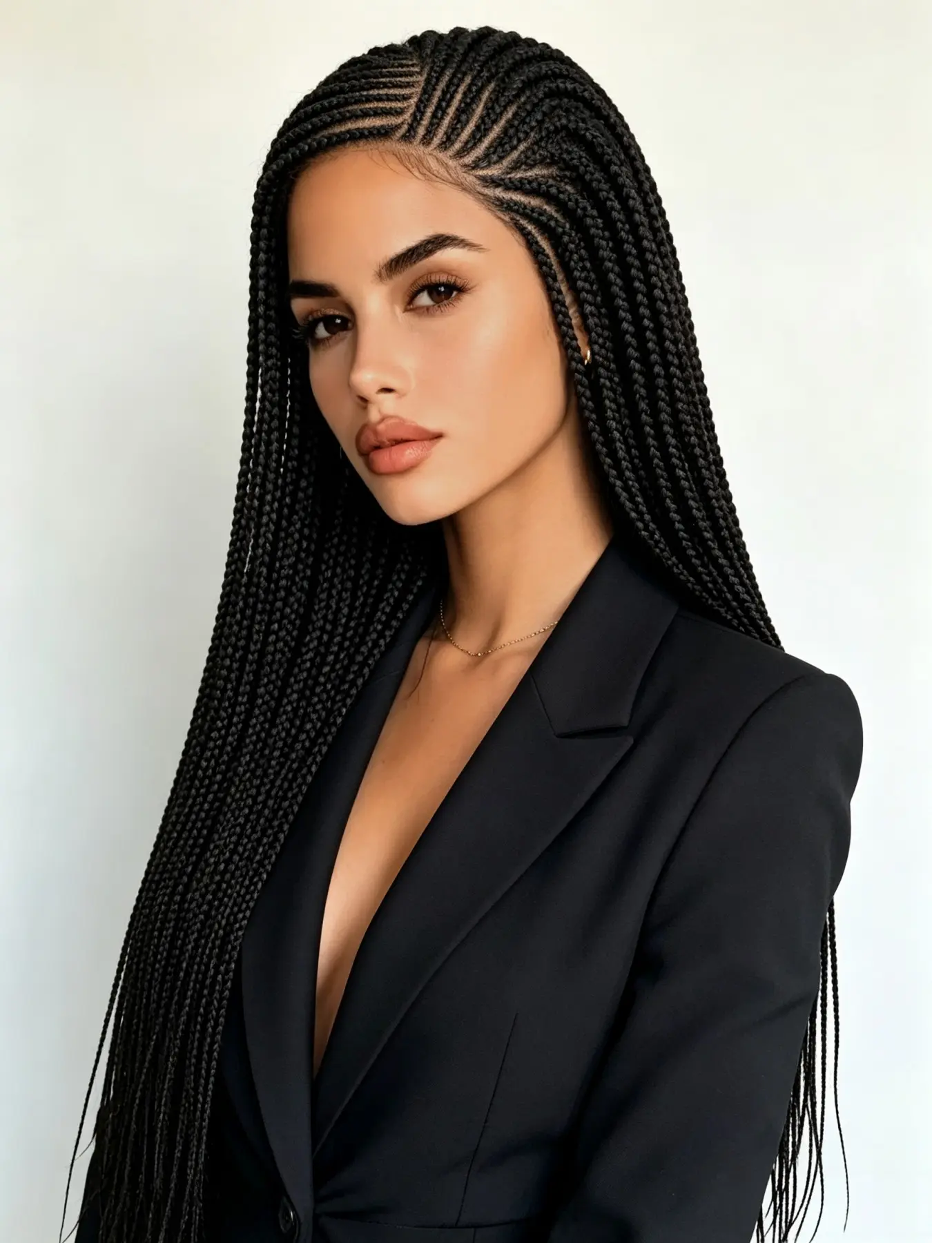 360 Full Lace Side Part Weave Cornrow Wig, Synthetic Braided Hair Extension, 36 Inches Long, Perfect for Women