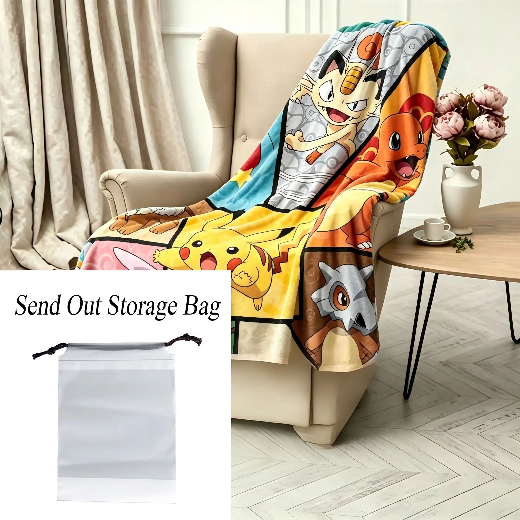 Cute Cartoon Flannel Blanket, Soft and Comfortable, Ideal for All Seasons, Perfect Gift for Office, School, Home, Picnic, Travel