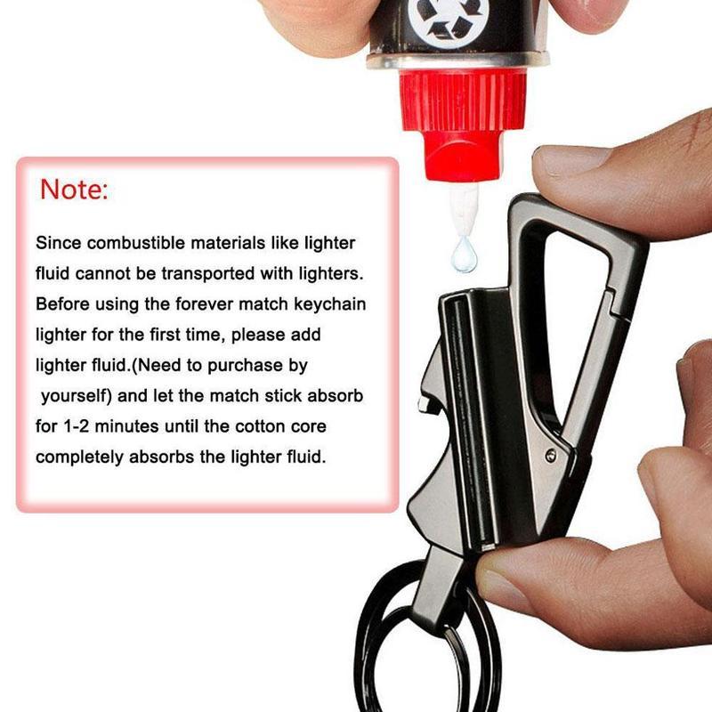 Permanent Match Keychain Lighter, Reusable Waterproof Emergency Fire Starter, Portable Key Ring Tool for Outdoor Survival Camping