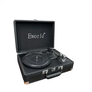 Portable Retro Vinyl Turntable with Suitcase Design, 3 Adjustable Speeds 33, 45, 78 RPM, Built in Battery Classic Music Player for Gift & Decor