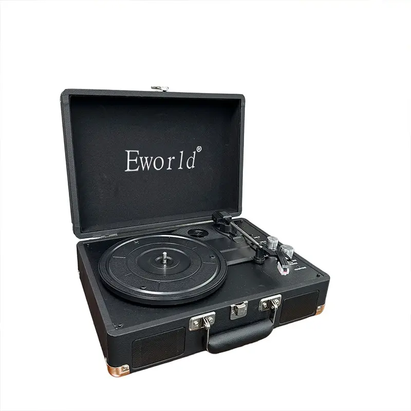 Portable Retro Vinyl Turntable with Suitcase Design, 3 Adjustable Speeds 33, 45, 78 RPM, Built in Battery Classic Music Player for Gift & Decor