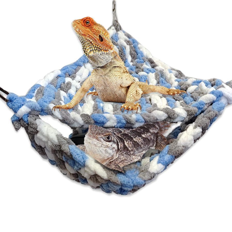 Triangular Soft Hammock for Reptiles & Birds, Lizard Gecko Parrot Hanging Bed, Small Pet Swing Cot for Cage Terrarium, Comfy Resting Spot for Bearded Dragon Leopard Gecko Budgie