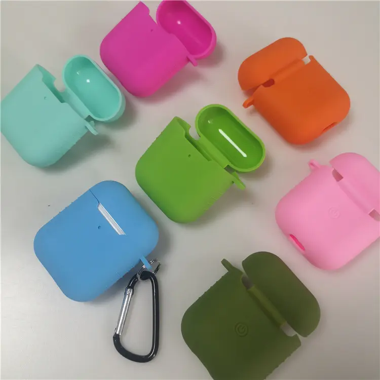 Silicone Earbuds Case for AirPods 1/2, Crash-Proof Thin Soft Wireless Charging Cover, Slim Fit Fashion Unisex Protective Shell with Keychain for Fitness, Travel, Wireless Earbuds, Charging Skin Shell