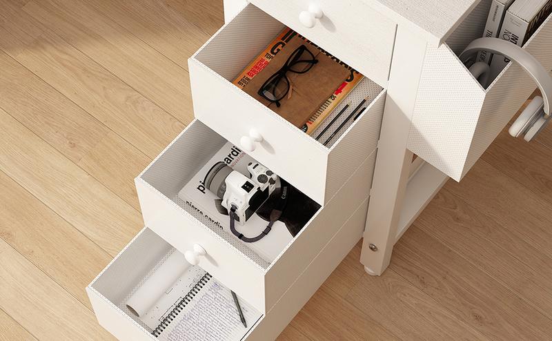 Lufeiya White L Shaped Computer Desk with Drawers & Storage Shelves, 47 Inch Corner Desk with Power Outlet,  Modern Vanity Table Furniture Sets Table  Ideal for Home Office & Bedroom Use