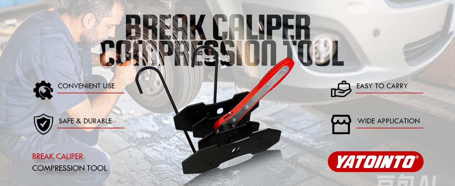 Brake Caliper Compression Tool,Caliper Piston Compressor Tool with Extra 2Pcs Large Plates 1.57"-2.95" for Disc Brake Pad Spreader,Brake Caliper Press Tool with 2 Break Caliper Hangers,Red