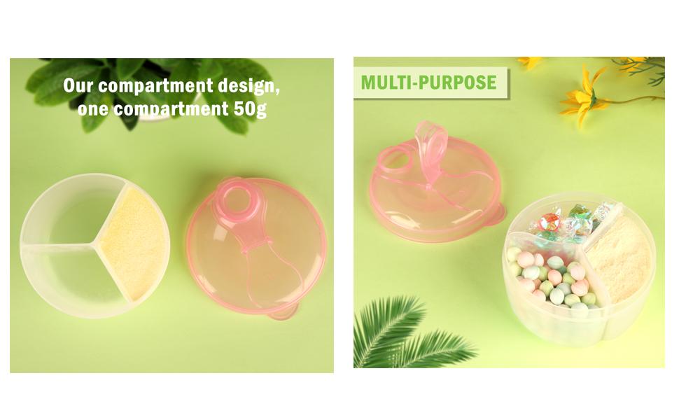 Accmor Baby Formula Dispenser On The Go, Formula Container to Go, Non-Spill Rotating Three-Compartment Formula Dispenser and Snack Storage Container for Infant Toddler Traveling