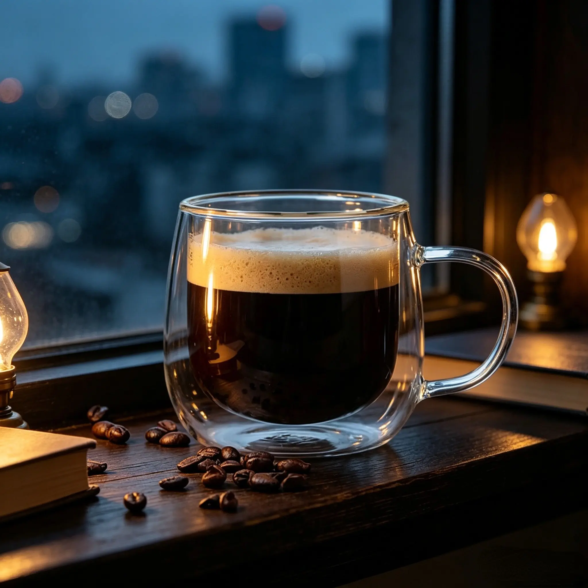 Double-Wall Insulated Thickened Glass Cup 280ML with Handle, Transparent Coffee Mug, Tea Cup, Heat-Resistant, Ideal for Home, Office, Outdoor Use, Drinkware