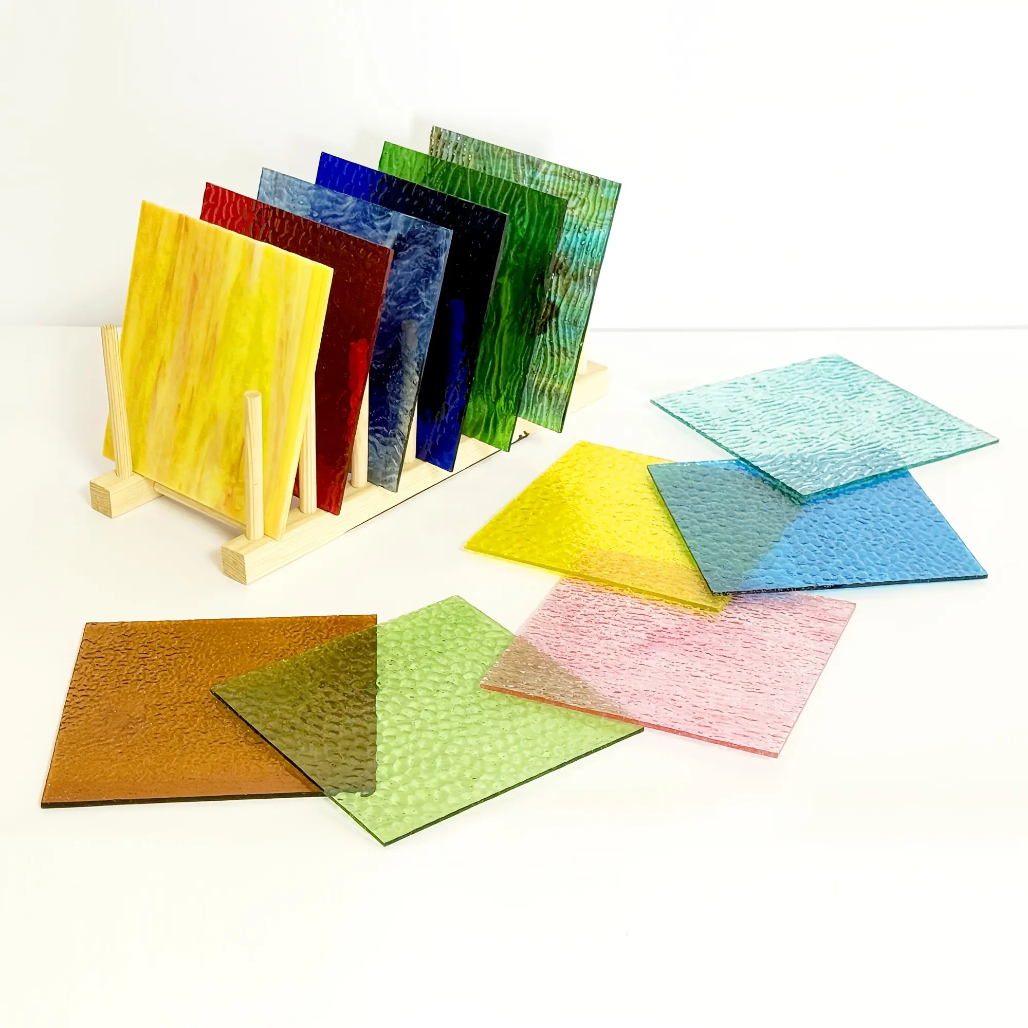 Colored Glass Art Materials | Transparent Textured Glass | Handmade Glass Materials | Craft Art Supplies | Creative Mosaic Inlay | Colored Mica Glass Sheet Size 10 X 10 Cm