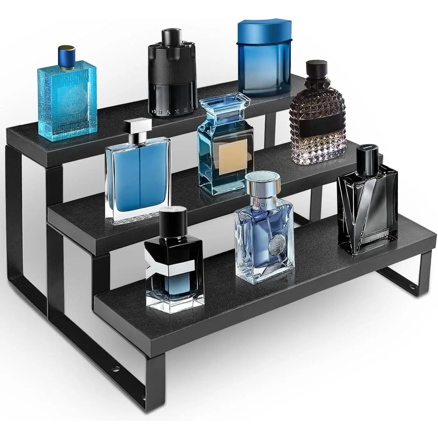 3 Tier Cologne Stand for Men,12 Inch Wooden Perfume Organizer for Dresser  Cologne Stand with Anti-Slip Washers for Makeup,Figures,Cupcake,Perfume,Dessert,Display Risers Stand for Organize