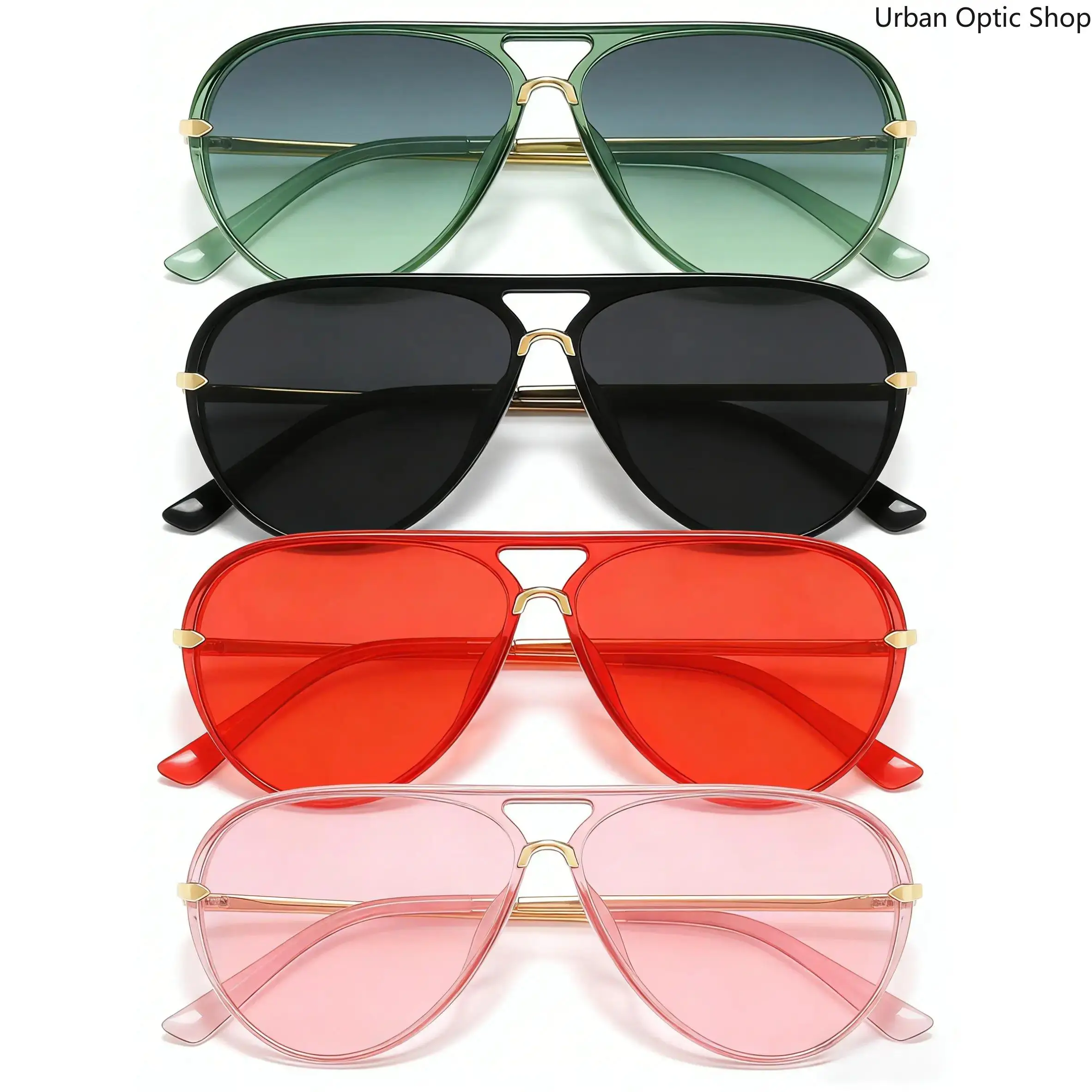 XUH 4 Pack Women's Aviator Sunglasses, Ombre Gradient Tinted Fashion Frames, Lightweight TR 90 Nylon with UV Protection for Outdoor Summer Activities, Beach Eyewear, Cool Sunglasses