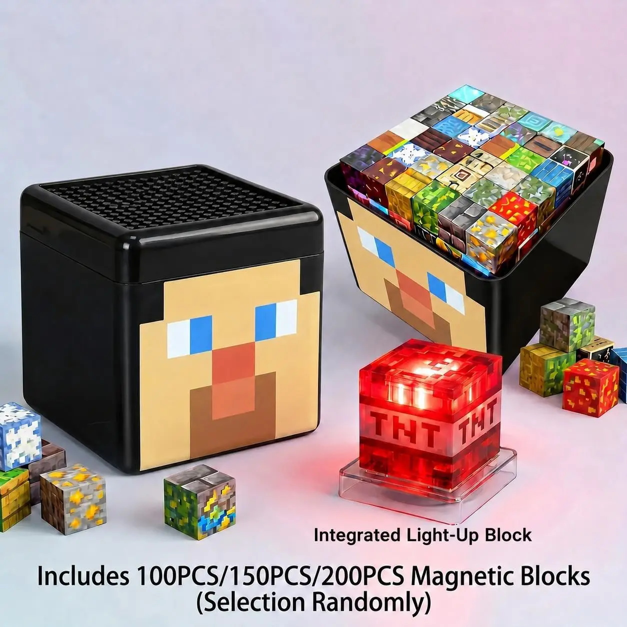 100/150/200pcs Magnetic Building Blocks Set, Glow Magnetic Tiles with Storage Box, STEM Montessori Educational Construction Toy, 3D Creative Building & Spatial Learning for Kids Ages 3+, Birthday Christmas